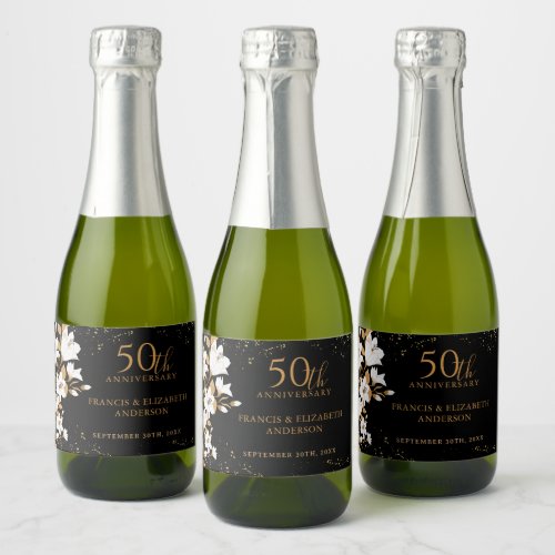 Floral Black Gold  50th Wedding Anniversary