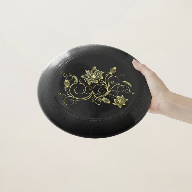 Floral Black Gold Frisbee (In Hand)