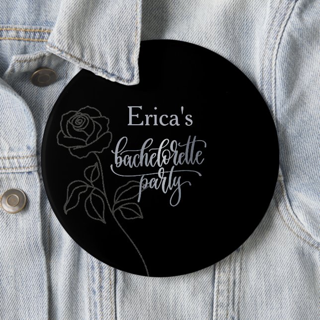 Floral Black Gothic Bachelorette Party Button (In Situ)