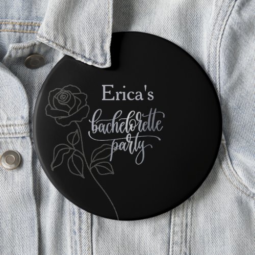 Floral Black Gothic Bachelorette Party Button