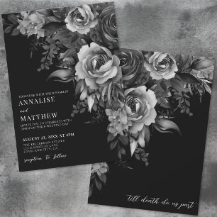 Floral Black Gothic Wedding Invitation