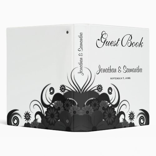 Floral Black Hibiscus 1 Wedding Guest Book Binder