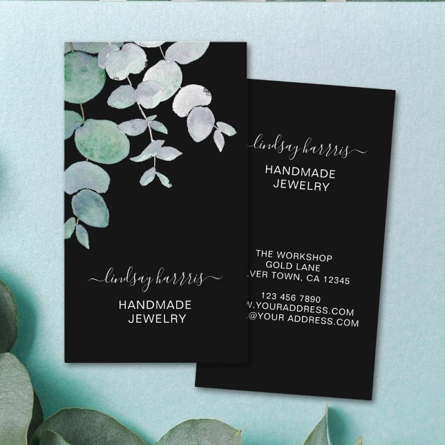 Floral Black Jewelry Business Card (Creator Uploaded)