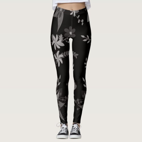 floral black leggings