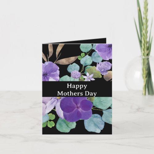 Floral Black Mothers day Photo Note Card