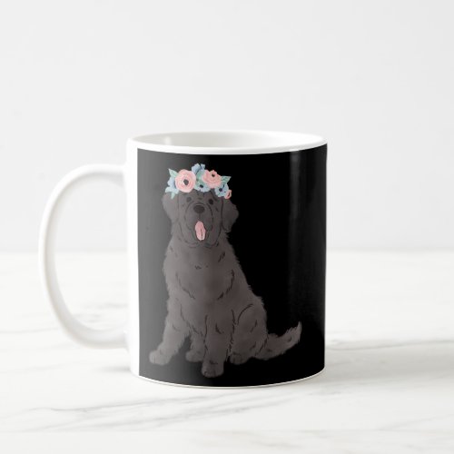 Floral Black Newfie Newfoundland Dog Mom Coffee Mug