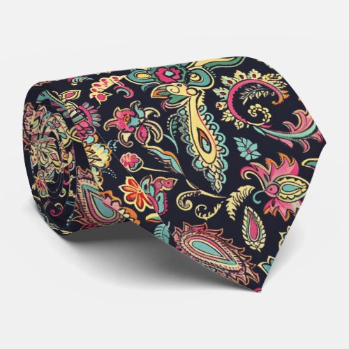Floral Black Paisley  Neck Tie