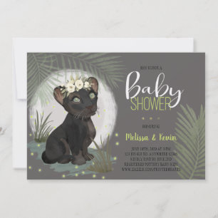 Floral Black Panther Jungle Baby Shower Invitation