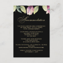 Floral Black Purple Gold wedding accommodation Enclosure Card