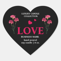 Floral Black Red And Gold Product Label, Love