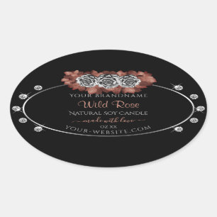 Floral Black Red and Silver Product Label Diamonds