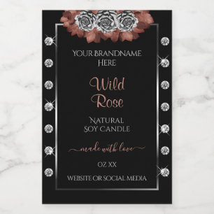 Floral Black Red and Silver Product Label Diamonds