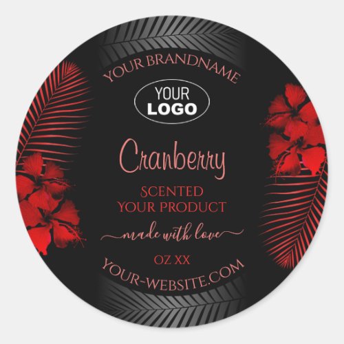 Floral Black Red Product Label Hawaii Flowers Logo