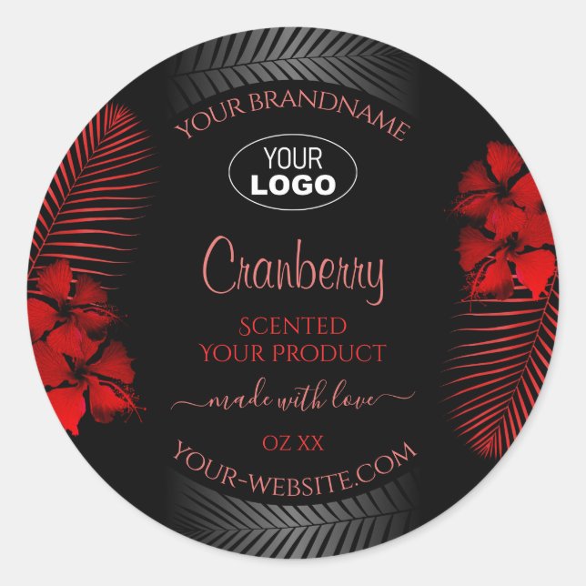 Floral Black Red Product Label Hawaii Flowers Logo (Front)