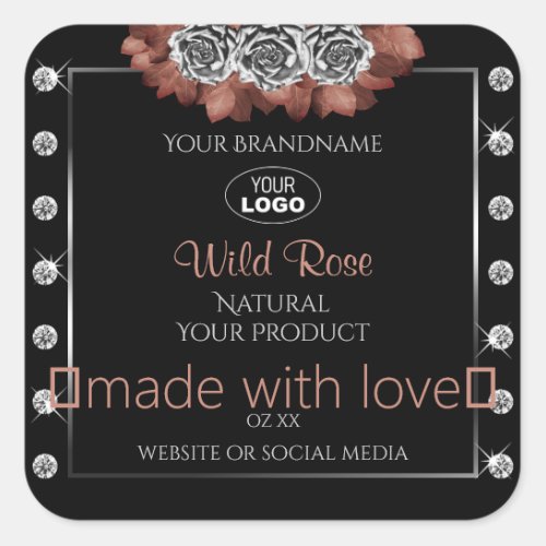 Floral Black Red Silver Product Labels Jewels Logo