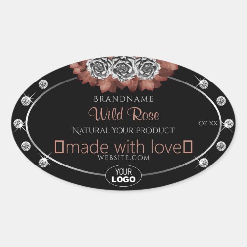 Floral Black Red Silver Product Labels Jewels Logo