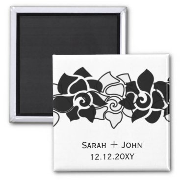 floral black Save the date magnets