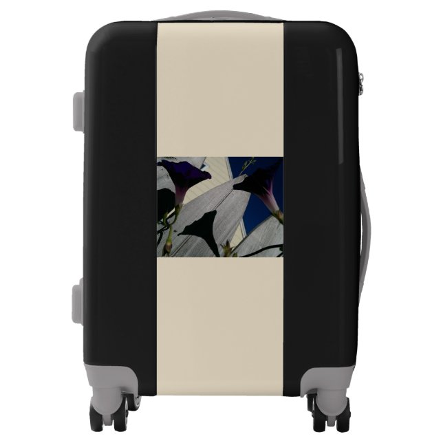 Floral Black Shell Carry-On Luggage (Front)