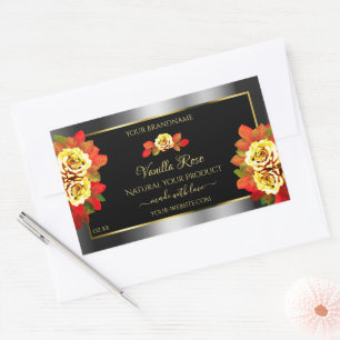 Floral Black Silver Gold Product Labels Cute Roses
