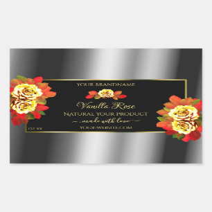 Floral Black Silver Gold Product Labels Cute Roses