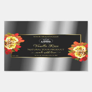 Floral Black Silver Gold Product Labels Roses Logo