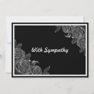 Floral black sympathy condolence card