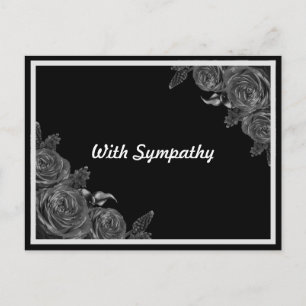 Floral black sympathy condolence postcard