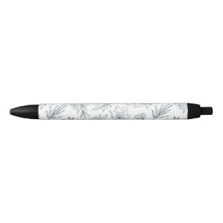 Floral, Black Trim, Black Ink Pen
