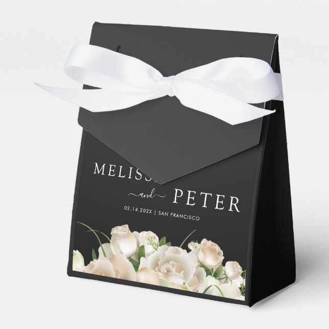  Floral Black  Wedding Favor Boxes (Front Side)