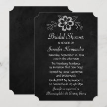 Floral Black White Bridal Shower Chalkboard Flower