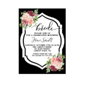Floral Black & White Bridal Shower Invitation (Black Front)