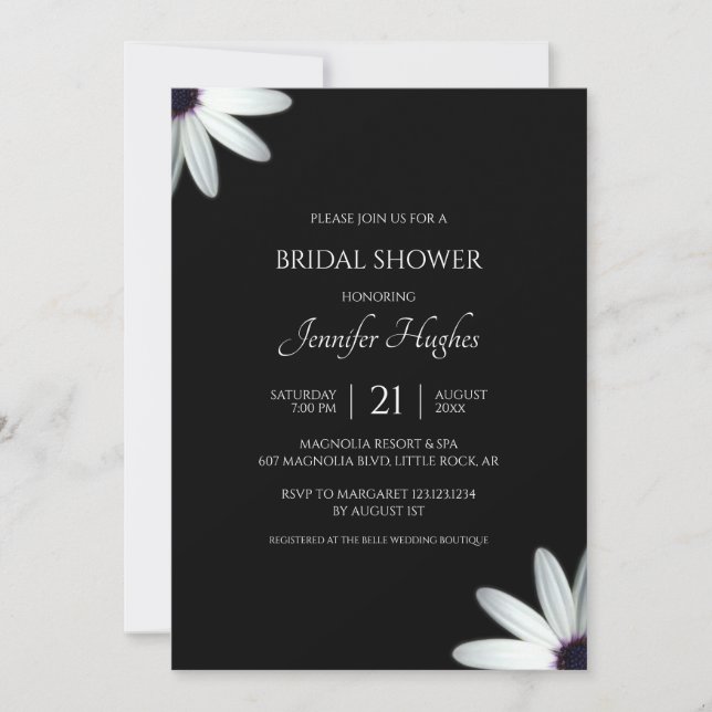 Floral Black & White Bridal Shower Invitation (Front)