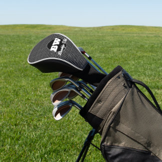 Floral Black & White Pattern Monogrammed Golf Head Cover