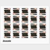 Floral Black White Striped Gold Frame Thank You Square Sticker (Sheet)