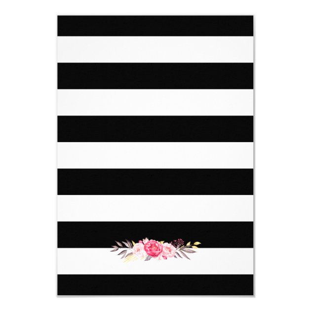 Floral Black White Stripes | Wedding Wishing Well Card