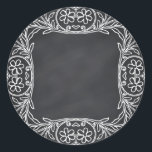 Floral Blank Faux Chalkboard  Curves Customize Classic Round Sticker<br><div class="desc">A clean blank chalkboard or blackboard to customize the text for every occasion.</div>