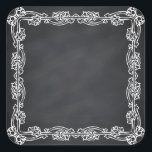 Floral Blank Faux Chalkboard  Curves Customize Square Sticker<br><div class="desc">A clean blank chalkboard or blackboard to customize the text for every occasion.</div>