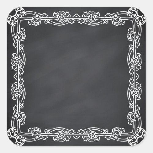 Floral Blank Faux Chalkboard  Curves Customize Square Sticker