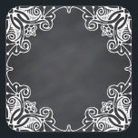 Floral Blank Faux Chalkboard  Curves Customize Square Sticker<br><div class="desc">A clean blank chalkboard or blackboard to customize the text for every occasion.</div>