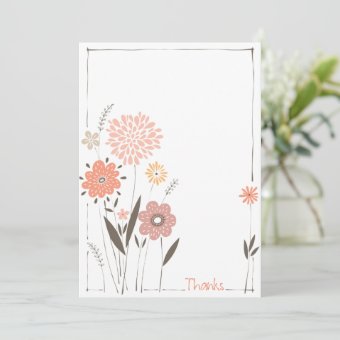 Floral Blank Thank You Card | Zazzle