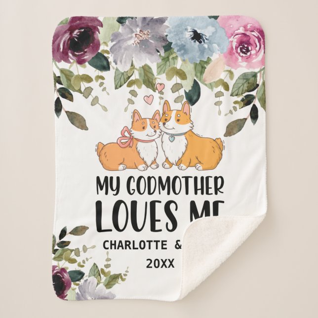 Floral Blanket My Godmother Loves Me Personalized (Front)