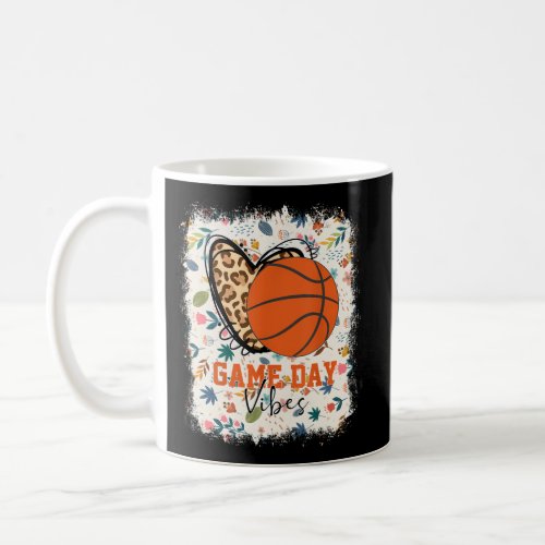 Floral Bleached Basketball Game Day Vibes Basketba Coffee Mug