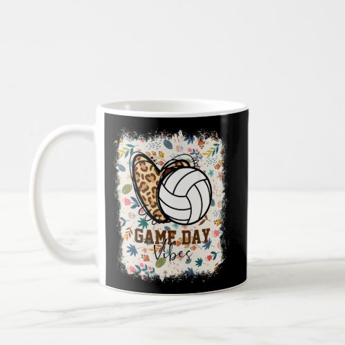 Floral Bleached Volleyball Game Day Vibes Volleyba Coffee Mug