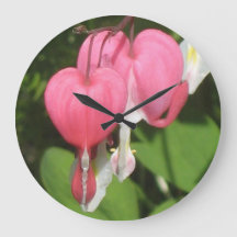 Floral Bleeding Heart - Large Round Wall Clock