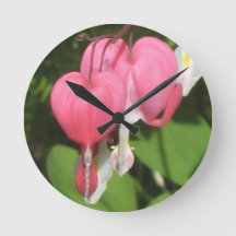 Floral Bleeding Heart - Medium Round Wall Clock