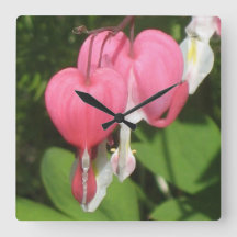 Floral Bleeding Heart - Square Wall Clock