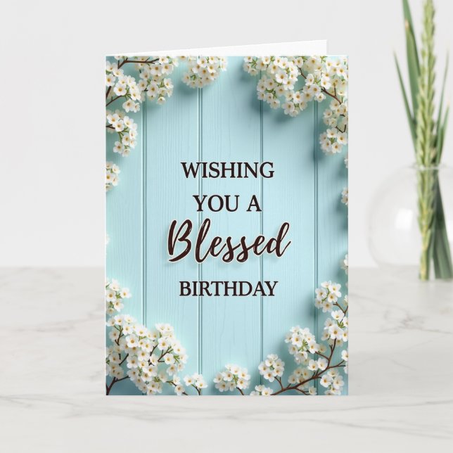 Floral Blessed Birthday Card (Front)