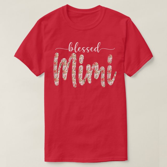 Floral Blessed Mimi Promoted To Mimi Gender Reveal T-Shirt (Design Front)