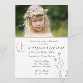 Floral Blessing Photo First Holy Communion  Invita Invitation by PixiePrints at Zazzle