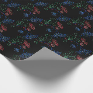 floral bling on black wrapping paper